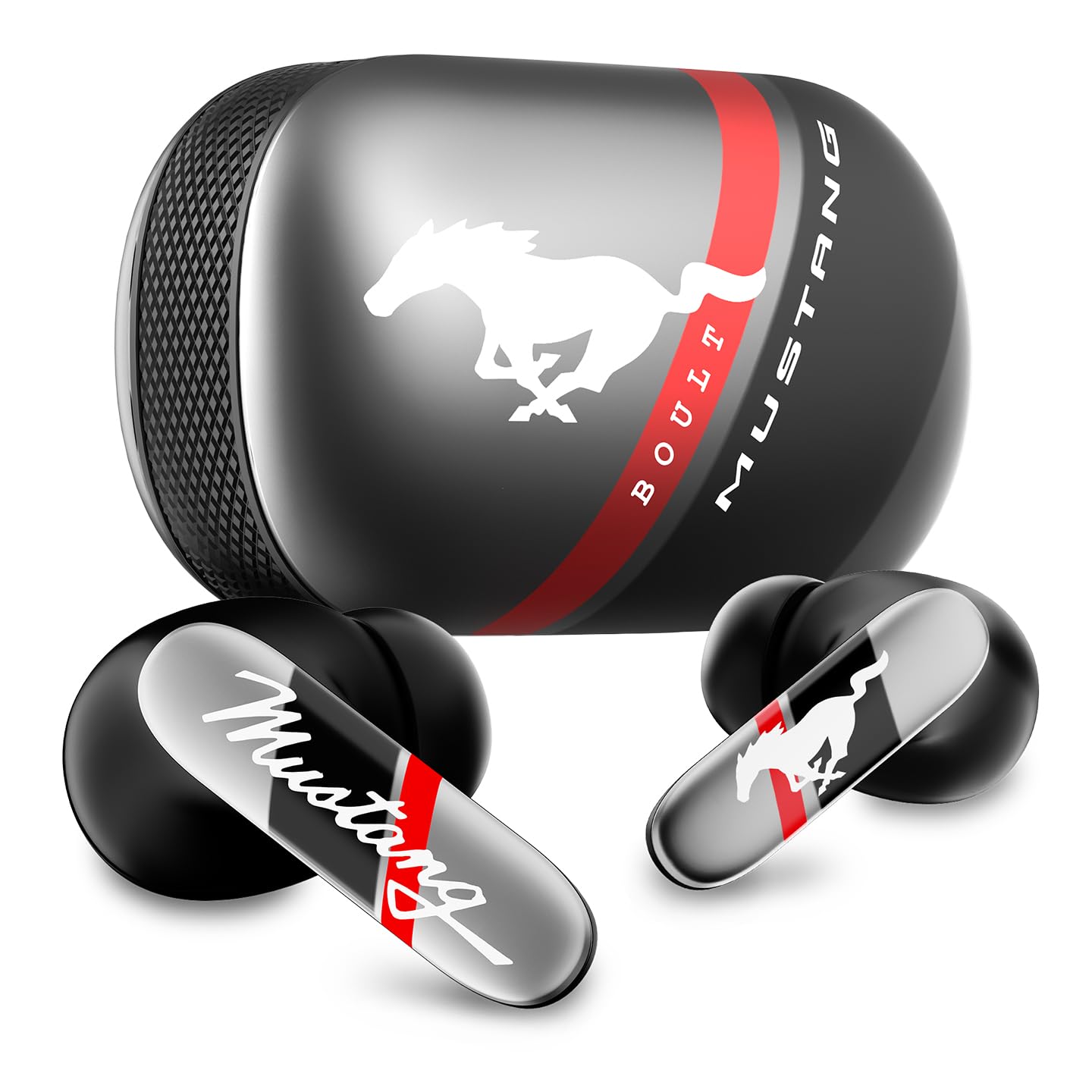 GOBOULT x Mustang Torq Wireless in Ear Earbuds with 60H Playtime, App Support, Quad Mic ENC, 45ms Low Latency, 13mm Driver, Breathing LEDs, Made in India Ear Buds Wireless