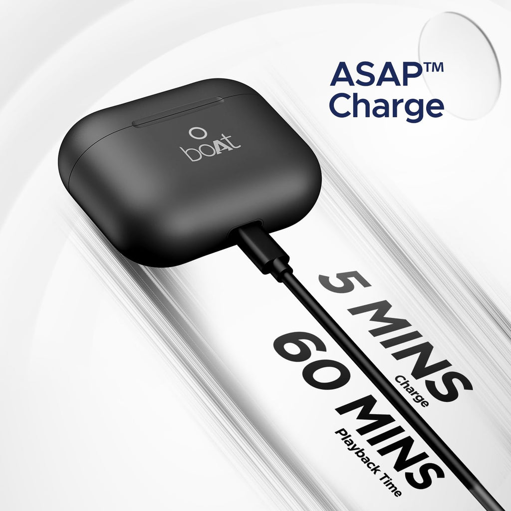 Boat Airdopes Joy, 35Hrs Battery, Fast Charge, IWP Tech, Low Latency, 2Mic ENx, Type-C Port, v5.3 Bluetooth Earbuds, TWS Ear Buds Wireless Earphones with mic