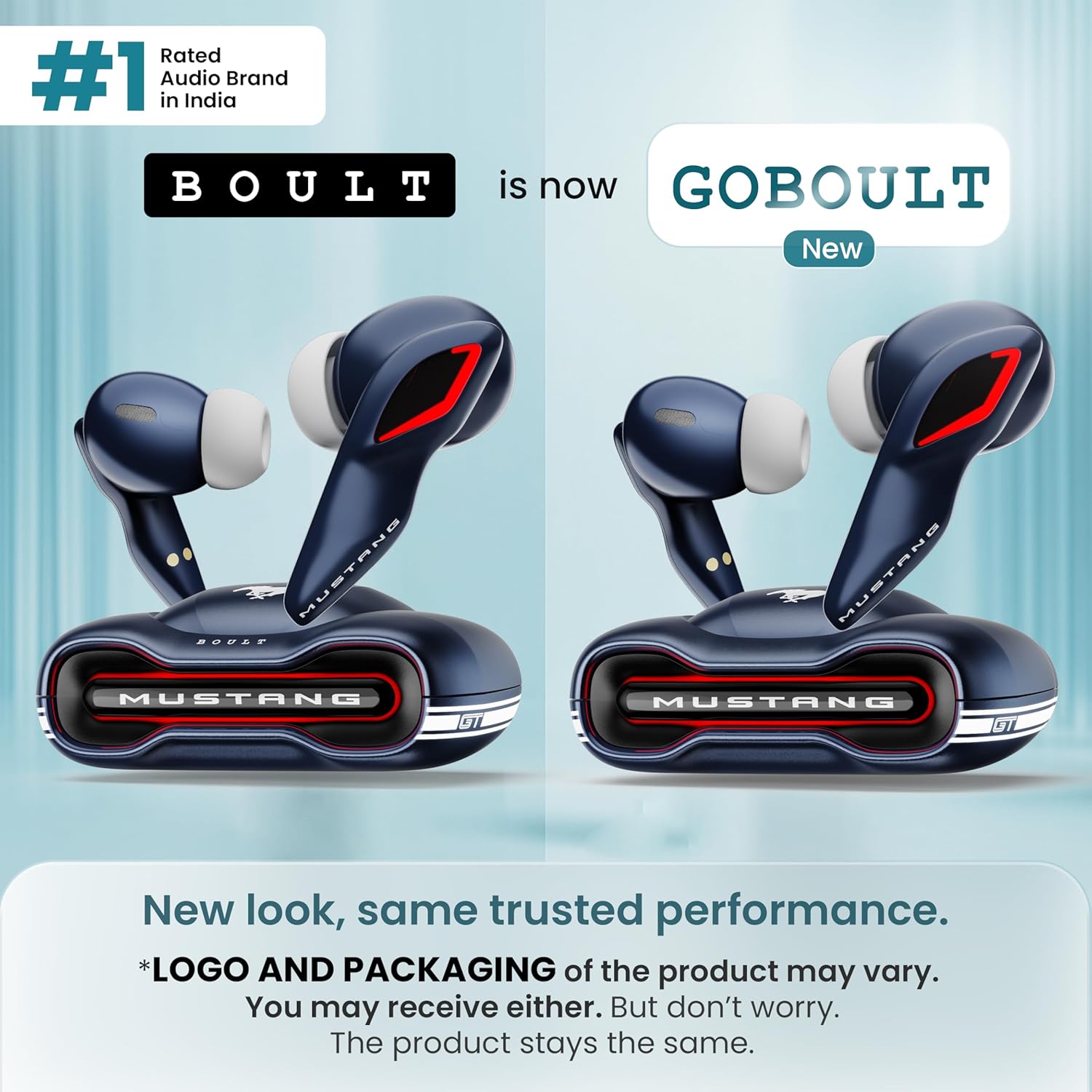 GOBOULT x Mustang Torq Wireless in Ear Earbuds with 60H Playtime, App Support, Quad Mic ENC, 45ms Low Latency, 13mm Driver, Breathing LEDs, Made in India Ear Buds Wireless